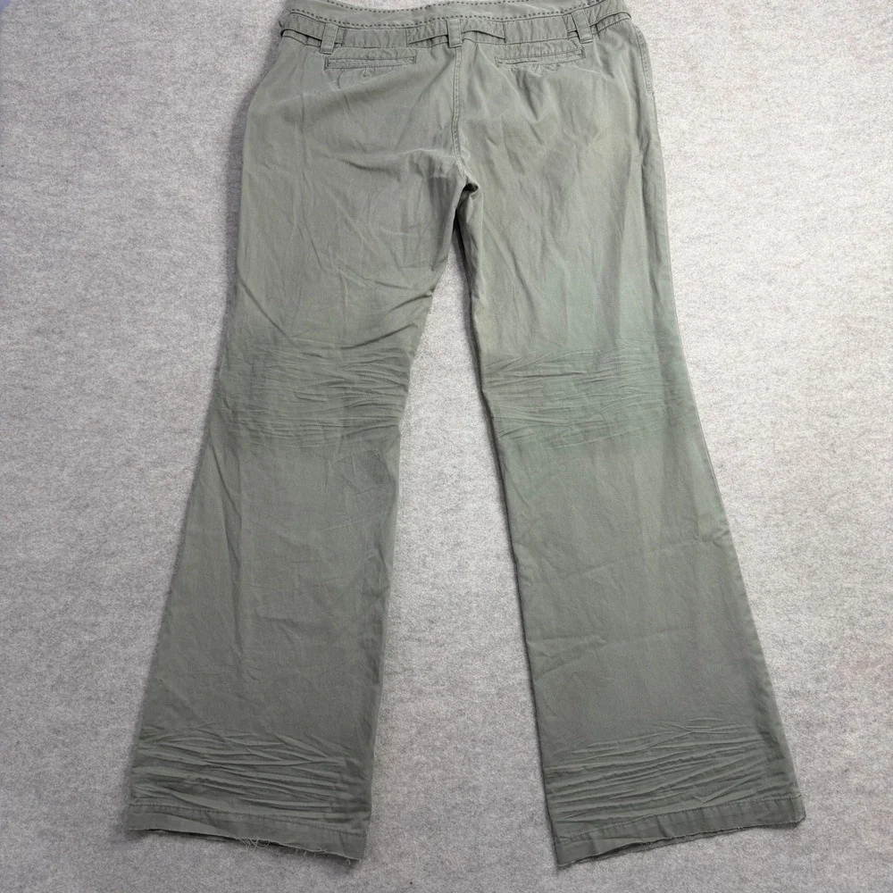 Sitwell Olive Green Low Rise Wide Leg Cotton Trousers Button Waist Size 12
